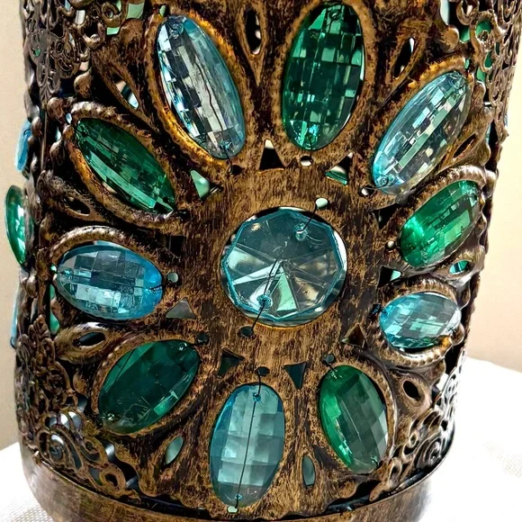 Pier 1 Blue and Green Caravan Gem Lantern - Picture 4 of 8